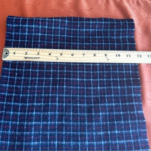 J.Crew Cashmere winter long scarf unisex luxury comfy coat fringe blue red soft - Picture 15 of 16